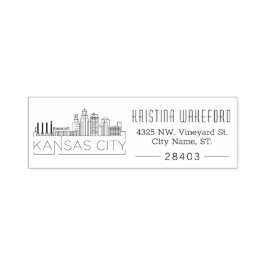 Kansas City | Selbstfarbige Briefmarke der benutze Permastempel