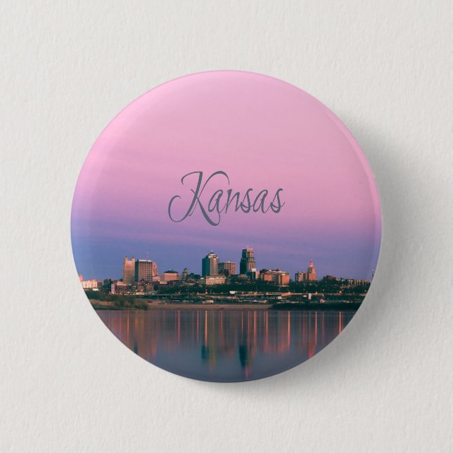 Kansas City Sky Line Sunset Button (Vorderseite)