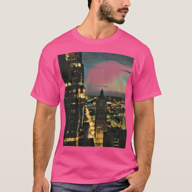 Kansas City Skyline bei Dämmerung T-Shirt (Vorderseite)