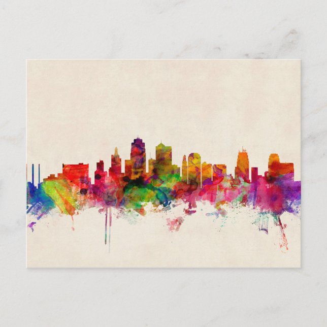 Kansas City Skyline Cityscape Postkarte (Vorderseite)