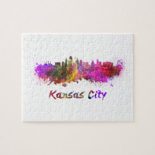 Kansas City Skyline in Aquarell Puzzle