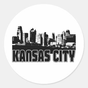 Kansas City Skyline Runder Aufkleber