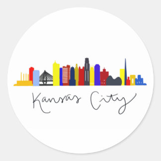 Kansas City Skyline Runder Aufkleber