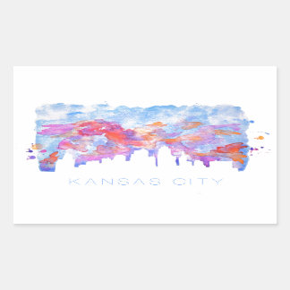 Kansas City Skyline Watercolor Rechteckiger Aufkleber