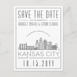 Kansas City   Stilisierte Skyline Save the Date Postkarte
