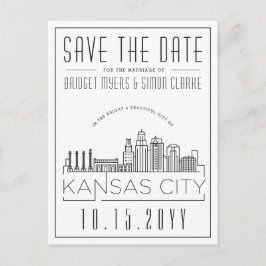 Kansas City | Stilisierte Skyline Save the Date Postkarte