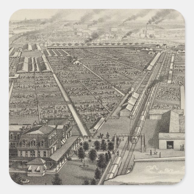 Kansas City Stock Yards, Kansas City, Kansas Quadratischer Aufkleber (Vorderseite)