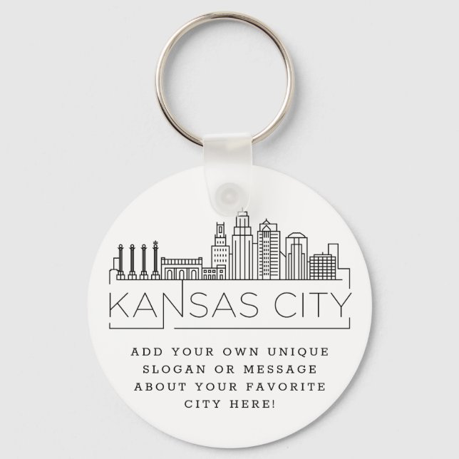 Kansas City Stylized Skyline | Benutzerdefinierter Schlüsselanhänger (Vorderseite)