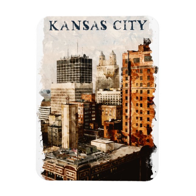 Kansas City Vintage Reisen Wasserfarbe Magnet (Vertikal)