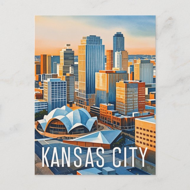 Kansas City Wasserfarbe Postkarte (Vorderseite)