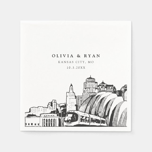 Kansas City Wedding Minimalistisch Paper Serviette (Vorderseite)