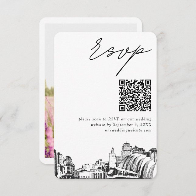 Kansas City Wedding Modern UAWG QR Code Begleitkarte (Vorne/Hinten)