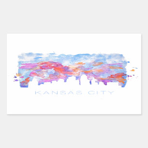 Kansas- CitySkyline-Aquarell Rechteckiger Aufkleber
