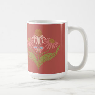 Kansas Cone Blume 15 oz, Rosa, Korallen, Grün Kaffeetasse
