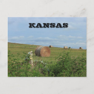 Kansas Country Hay Bale in einem Feld Post Card Postkarte