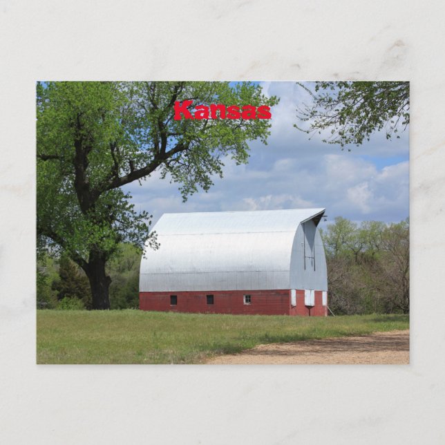 Kansas Country Red Barn Postkarte (Vorderseite)