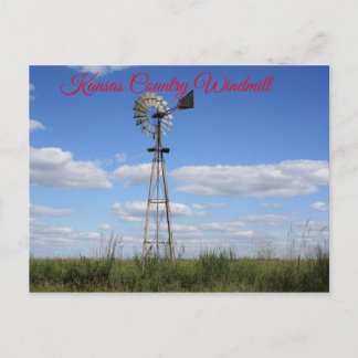 Kansas Country Windmill Post Card Postkarte