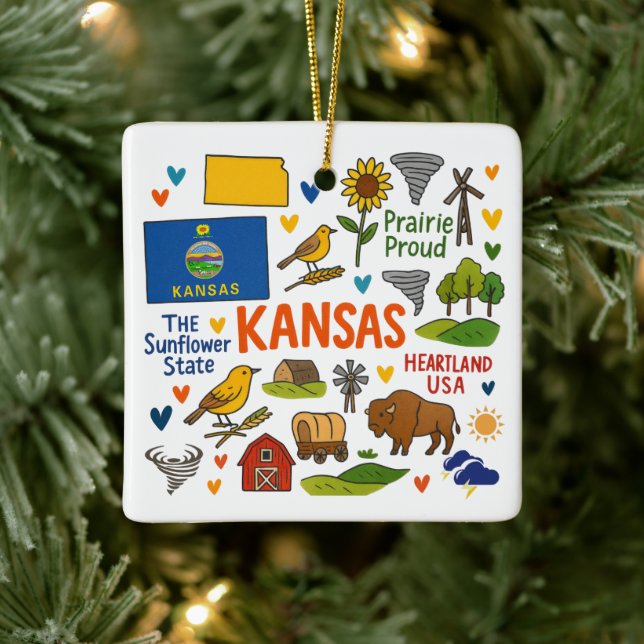 Kansas Custom Family Trip Christmas Keramikornament (Baum)