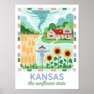 Kansas der Sonnenblume Staat USA Summer Travel Poster