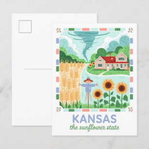 Kansas der Sonnenblume Staat USA Summer Travel Postkarte