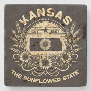 Kansas Der Sonnenblumen-Staat Steinuntersetzer
