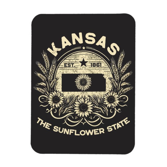Kansas Der Staat der Sonnenblumen Magnet (Vertikal)