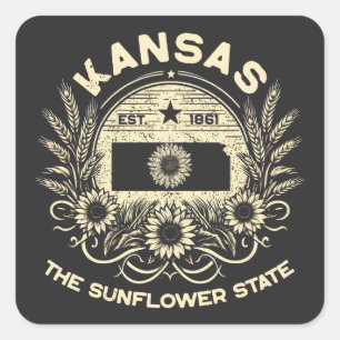Kansas Der Staat der Sonnenblumen Quadratischer Aufkleber
