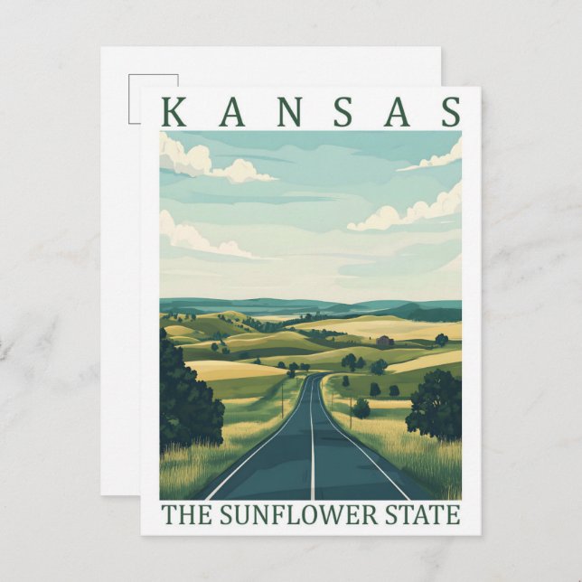 Kansas, der Sunflower Staat USA Travel Place Postkarte (Vorne/Hinten)
