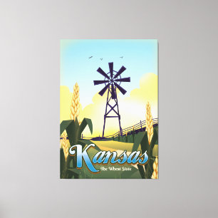 Kansas  "der Weizenstaat" Reiseposter. Leinwanddruck