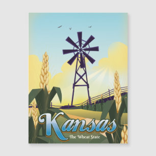 Kansas "der Weizenstaat" Reiseposter. Magnetkarte