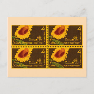 Kansas-Eintritt in die Union, Sonnenblume Vintage Postkarte