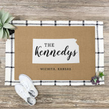Kansas Family Monogram Staat Doormat