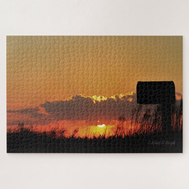 Kansas farbenfroher Sonnenuntergang mit Wolkenpuzz Puzzle (Horizontal)
