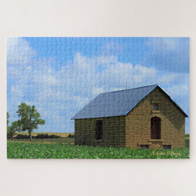 Kansas farbenfroher Stall mit Wolkenpuzzle Puzzle (Horizontal)