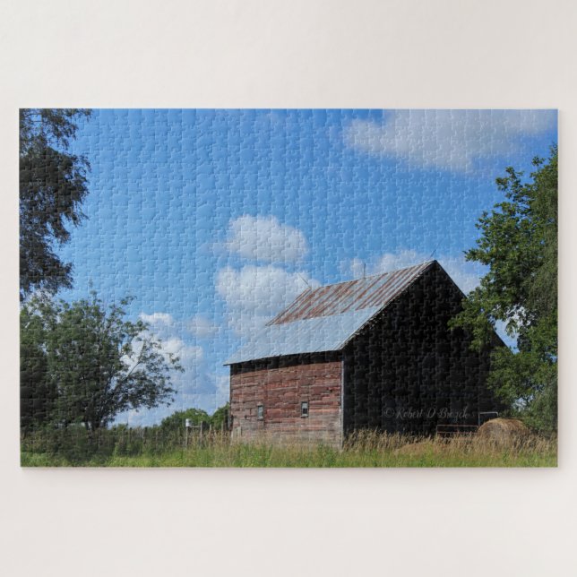 Kansas farbenfroher Stall mit Wolkenpuzzle Puzzle (Horizontal)