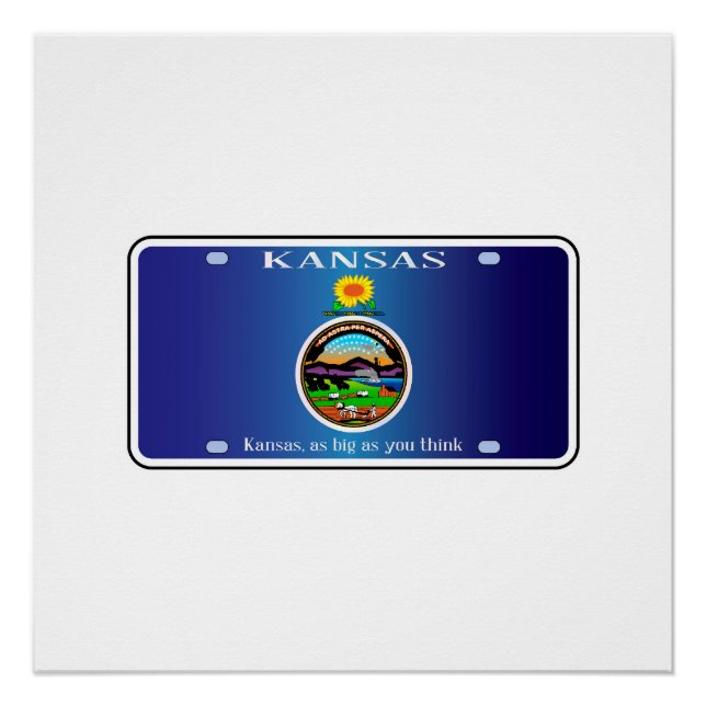 Kansas Flag License Plate Poster (Vorderseite)