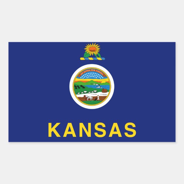 Kansas Flag Rechteckiger Aufkleber (Vorderseite)