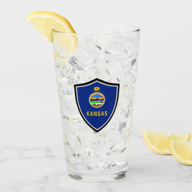 Kansas-Flagge Glas (Vorderseite Ice)