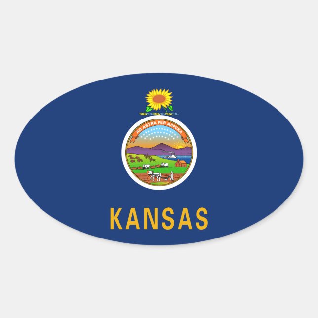 Kansas-Flagge Ovaler Aufkleber (Vorderseite)