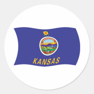Kansas-Flaggenaufkleber Runder Aufkleber
