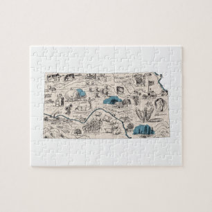 Kansas-förmige Vintage-Bildkarte von Kansas Puzzle