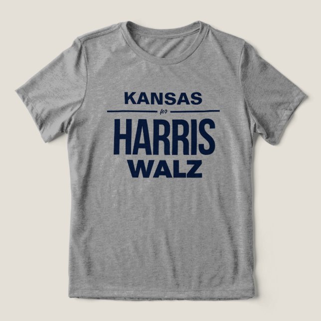 Kansas für Harris Walz Tri-Blend Shirt (Design Vorderseite)