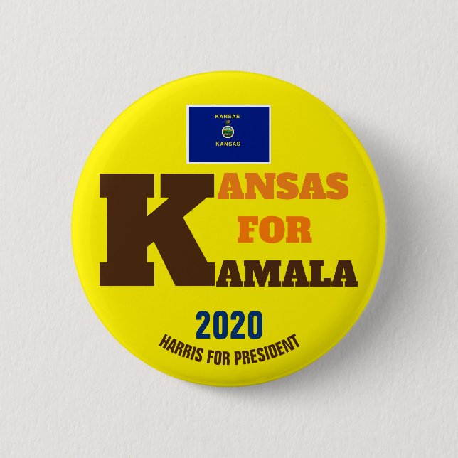 Kansas für Kamala Harris für Präsident 2020 Button (Vorderseite)