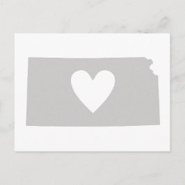 Kansas Gray Staat Karte Form Herz Cutout Kansan