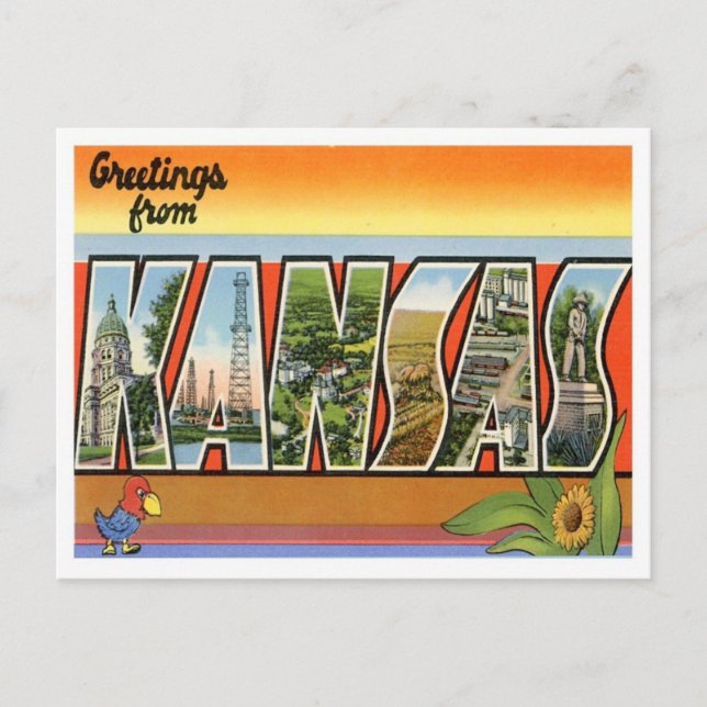 Kansas Grüße von US-Staaten Postkarte (Vorderseite)