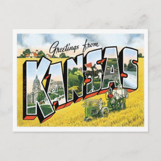 Kansas Grüße von US-Staaten Postkarte