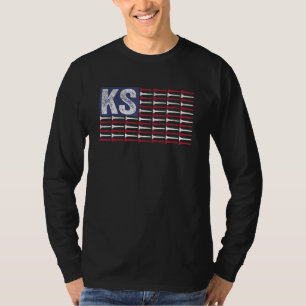 Kansas Heimatstaat Ks Amerikanische Flagge Patriot T-Shirt