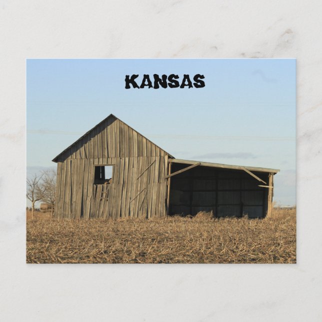 Kansas Holzstall im Feld Postkarte (Vorderseite)