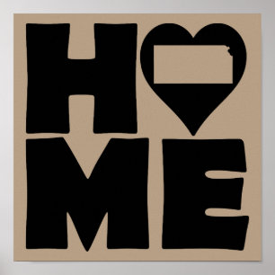 Kansas Home Heart State Poster Schild