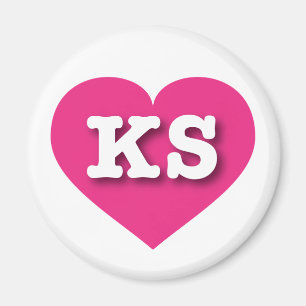 Kansas Hot Pink Heart - I Liebe KS Magnet